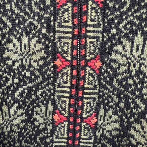 Nomadic Traders Cardigan Womens Medium Green Black Nordic Long Sleeve Zip Up - Picture 3 of 7